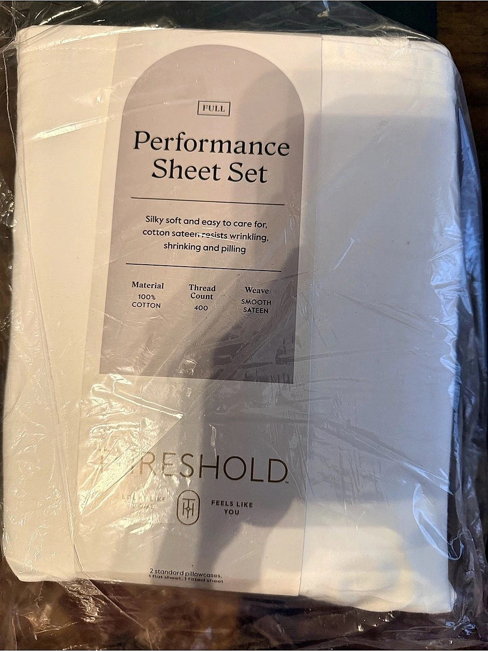 Threshold 400 Performance Sheet Set Cotton White Queen NWT